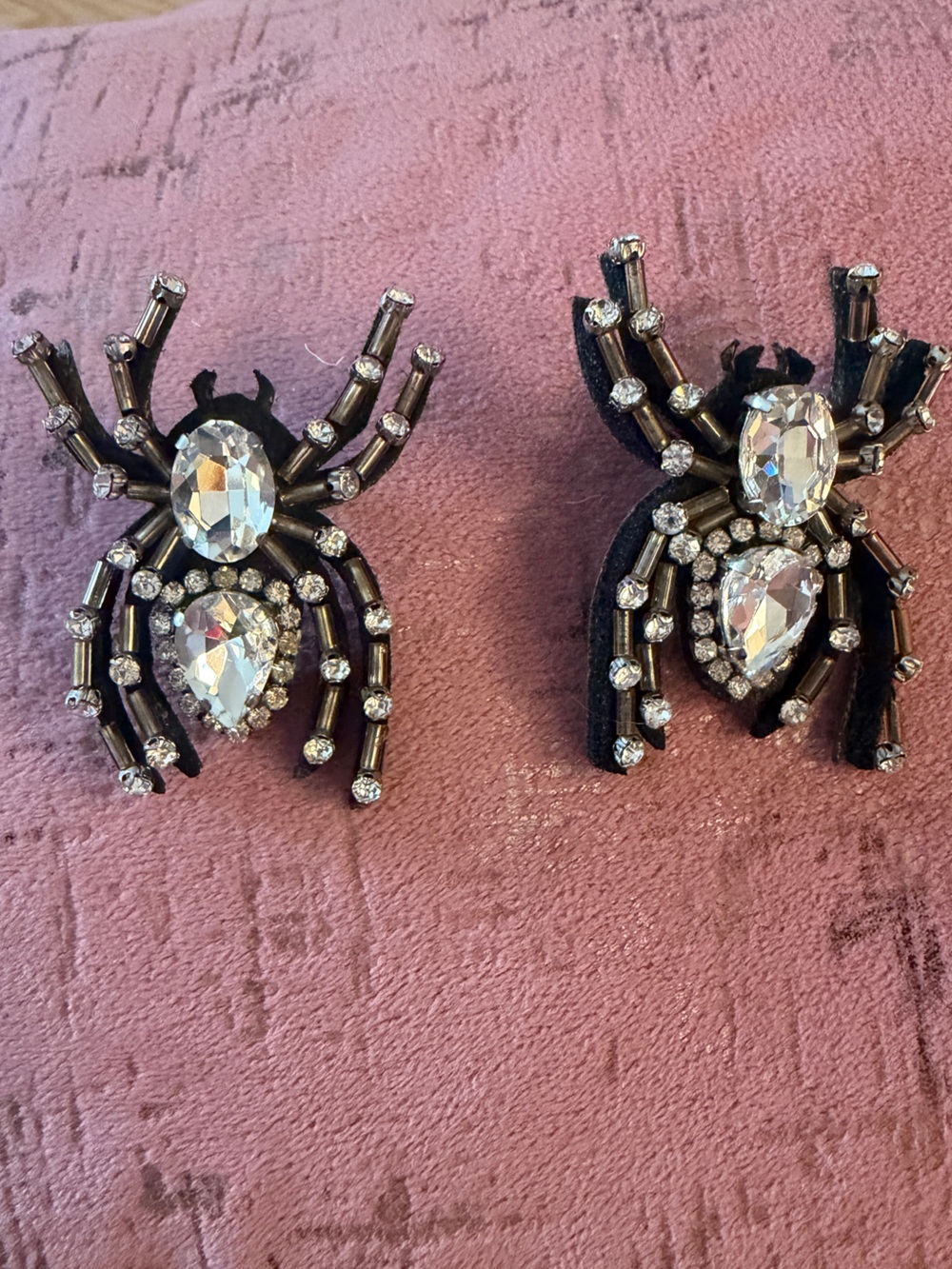 Crystal Embellished Black Spider Earrings